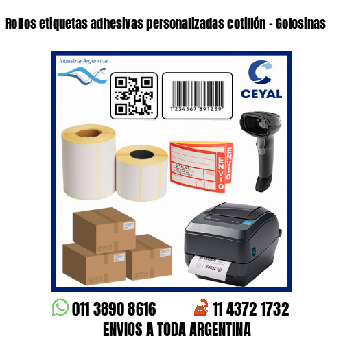 Rollos etiquetas adhesivas personalizadas cotillón – Golosinas