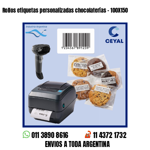 Rollos etiquetas personalizadas chocolaterías – 100X150