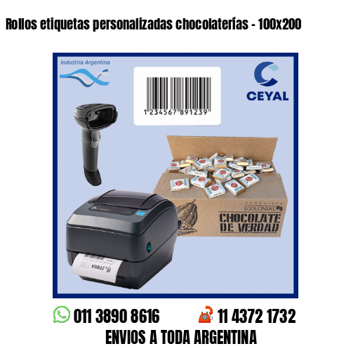 Rollos etiquetas personalizadas chocolaterías – 100×200