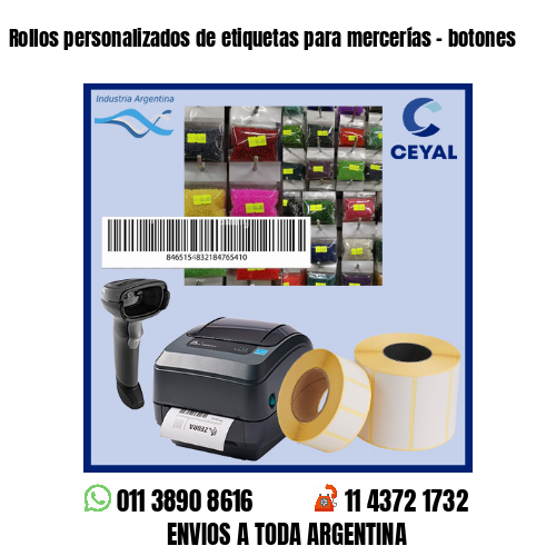Rollos personalizados de etiquetas para mercerías – botones