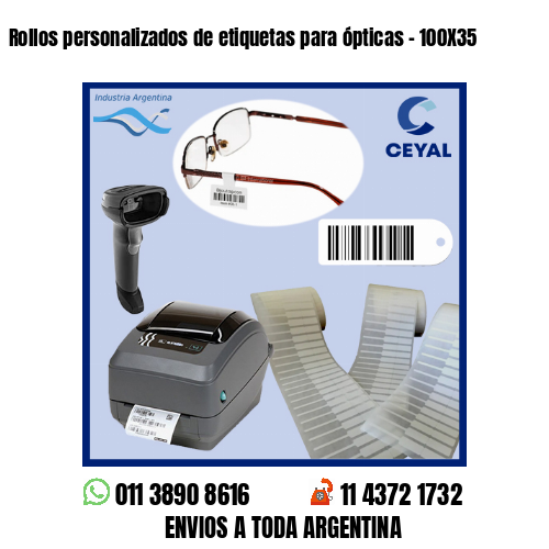 Rollos personalizados de etiquetas para ópticas – 100X35