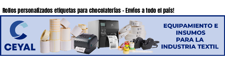 Rollos personalizados etiquetas para chocolaterías - Envíos a todo el país!