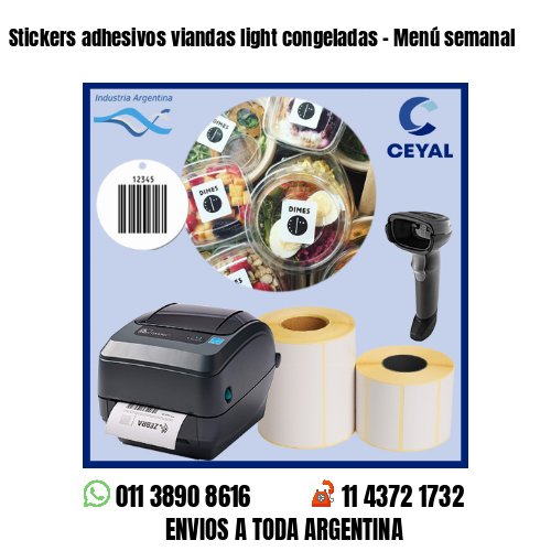 Stickers adhesivos viandas light congeladas – Menú semanal