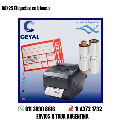 80X25 Etiquetas en blanco