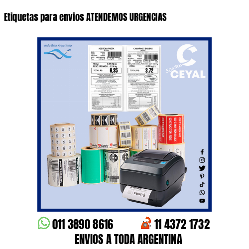 Etiquetas para envios ATENDEMOS URGENCIAS