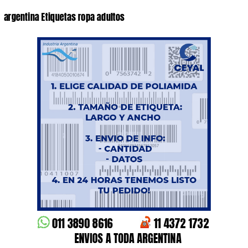argentina Etiquetas ropa adultos