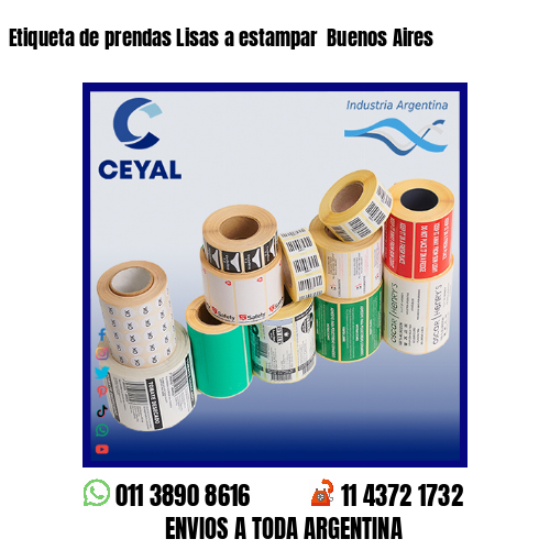 Etiqueta de prendas Lisas a estampar  Buenos Aires