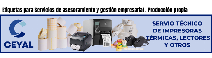 Etiquetas para Servicios de asesoramiento y gestión empresarial . Producción propia