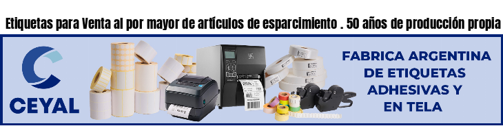 Etiquetas para Venta al por mayor de artículos de esparcimiento . 50 años de producción propia