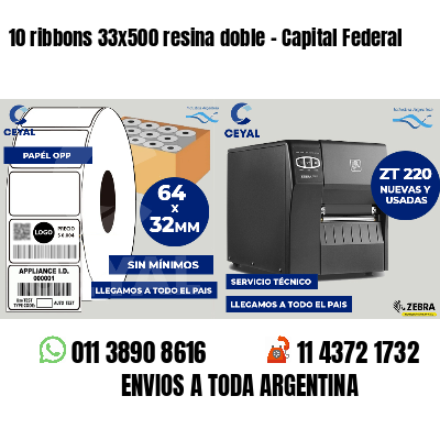10 ribbons 33x500 resina doble - Capital Federal