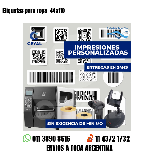 Etiquetas para ropa  44x110