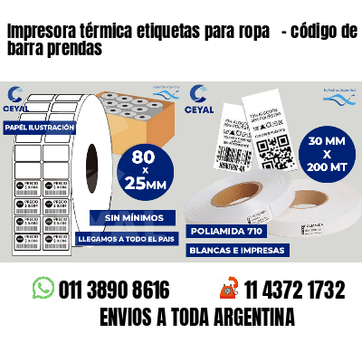 Impresora térmica etiquetas para ropa   - código de barra prendas