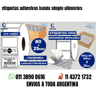 etiquetas adhesivas banda simple alimentos