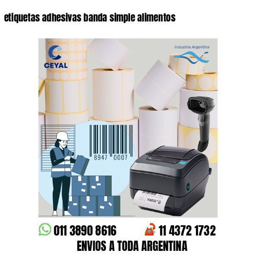 etiquetas adhesivas banda simple alimentos