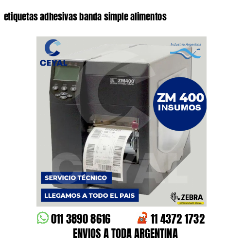 etiquetas adhesivas banda simple alimentos