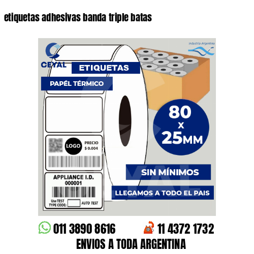 etiquetas adhesivas banda triple batas