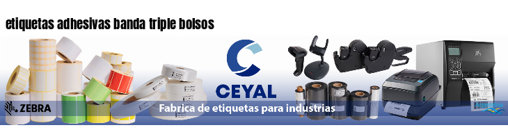 etiquetas adhesivas banda triple bolsos