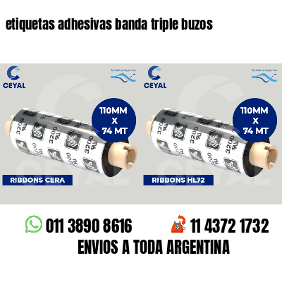 etiquetas adhesivas banda triple buzos