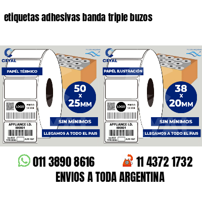 etiquetas adhesivas banda triple buzos