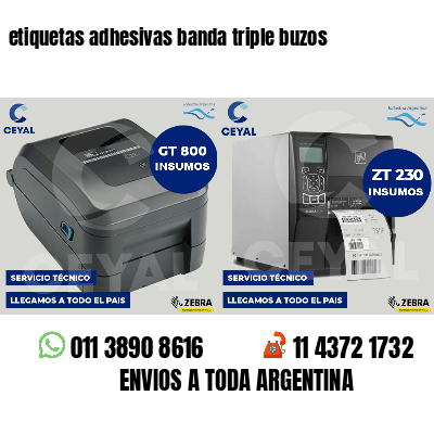 etiquetas adhesivas banda triple buzos