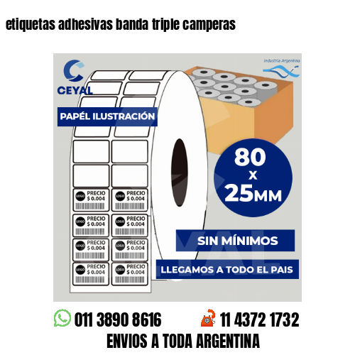etiquetas adhesivas banda triple camperas