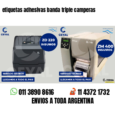 etiquetas adhesivas banda triple camperas
