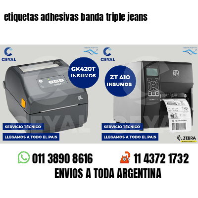 etiquetas adhesivas banda triple jeans