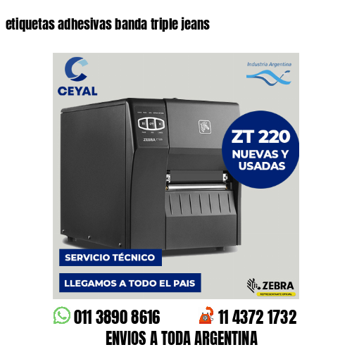 etiquetas adhesivas banda triple jeans
