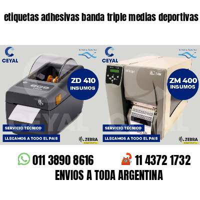 etiquetas adhesivas banda triple medias deportivas