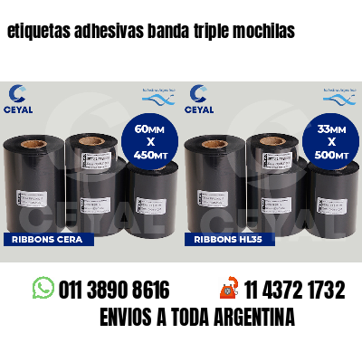 etiquetas adhesivas banda triple mochilas