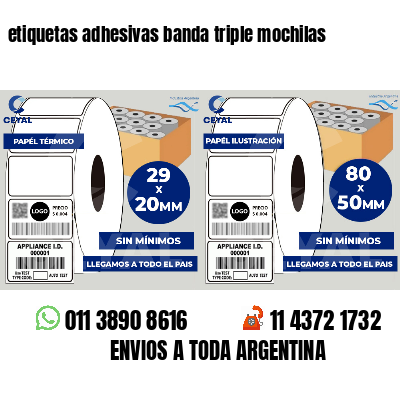 etiquetas adhesivas banda triple mochilas