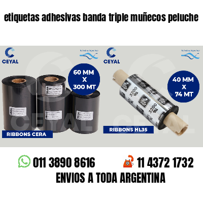 etiquetas adhesivas banda triple muñecos peluche