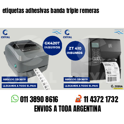 etiquetas adhesivas banda triple remeras