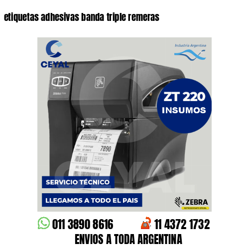 etiquetas adhesivas banda triple remeras