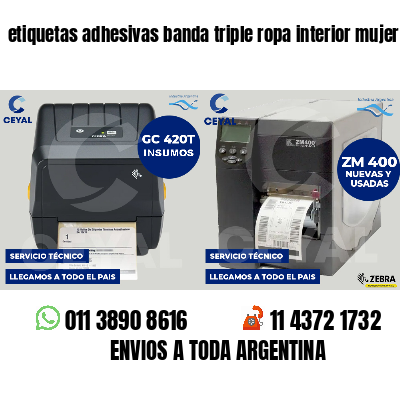 etiquetas adhesivas banda triple ropa interior mujer