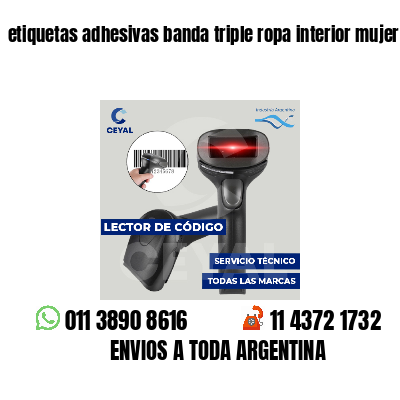 etiquetas adhesivas banda triple ropa interior mujer