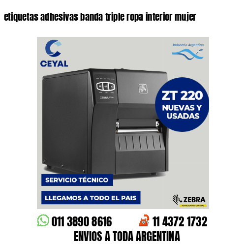 etiquetas adhesivas banda triple ropa interior mujer