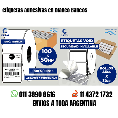 etiquetas adhesivas en blanco Bancos