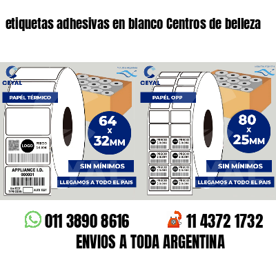 etiquetas adhesivas en blanco Centros de belleza