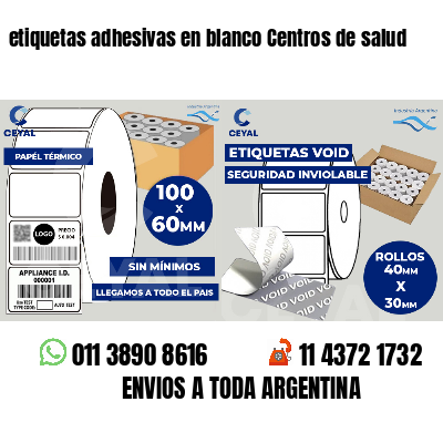 etiquetas adhesivas en blanco Centros de salud