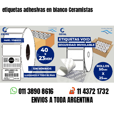 etiquetas adhesivas en blanco Ceramistas