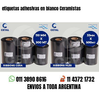 etiquetas adhesivas en blanco Ceramistas