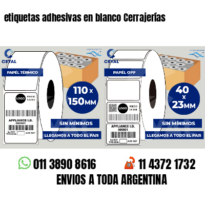 etiquetas adhesivas en blanco Cerrajerías