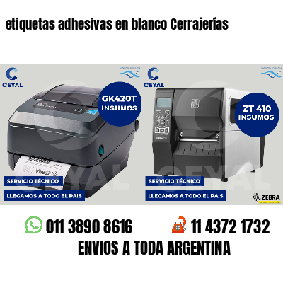 etiquetas adhesivas en blanco Cerrajerías