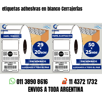 etiquetas adhesivas en blanco Cerrajerías