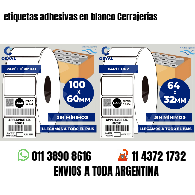 etiquetas adhesivas en blanco Cerrajerías