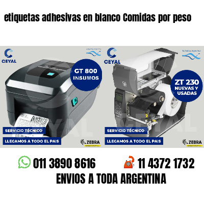 etiquetas adhesivas en blanco Comidas por peso