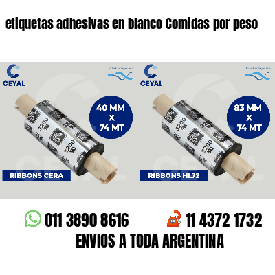 etiquetas adhesivas en blanco Comidas por peso