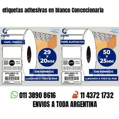 etiquetas adhesivas en blanco Concecionaria