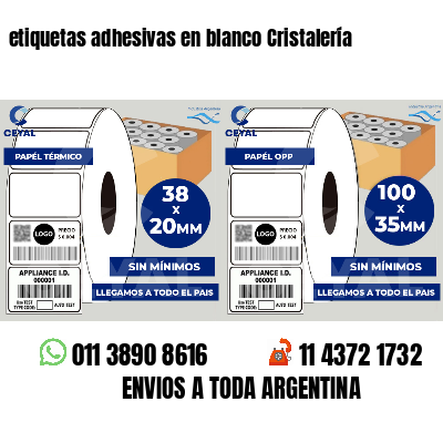 etiquetas adhesivas en blanco Cristalería